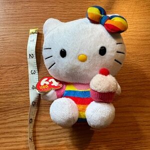 Ty White Plush with Rainbow Accents